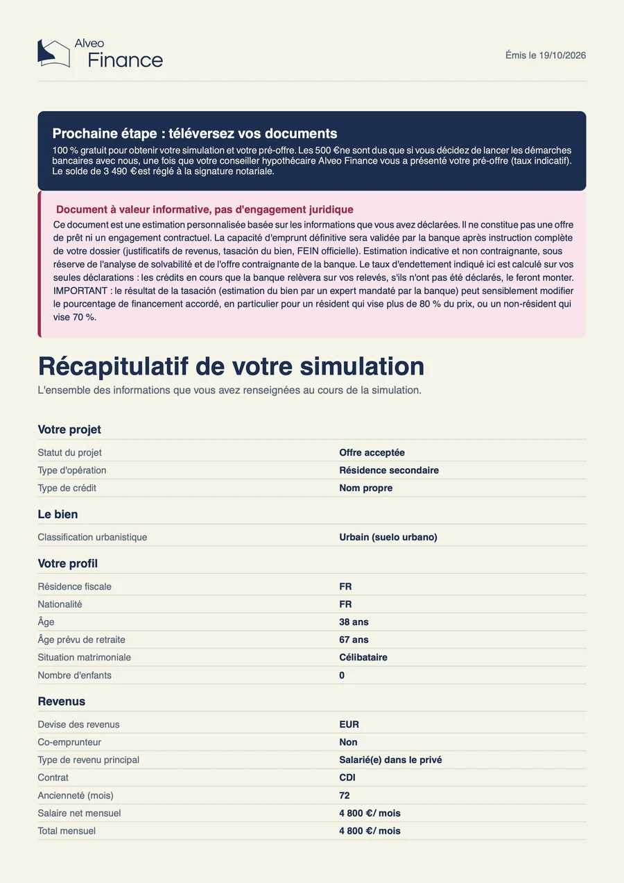 Page du rapport : prochaine étape et récapitulatif de la simulation